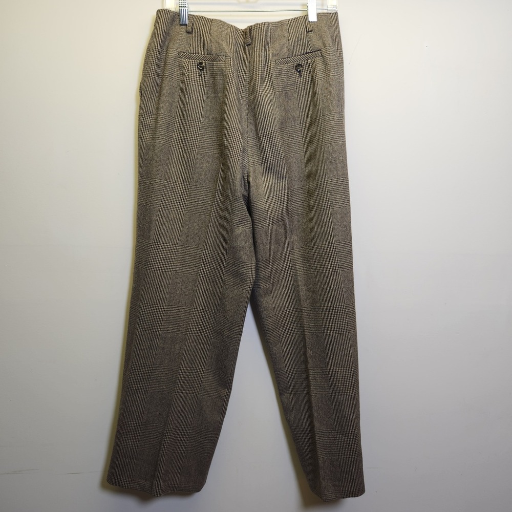 Talbots Petites Stretch Vtg Glen Plaid Pleated Trousers 14 Wool Lined High Waist